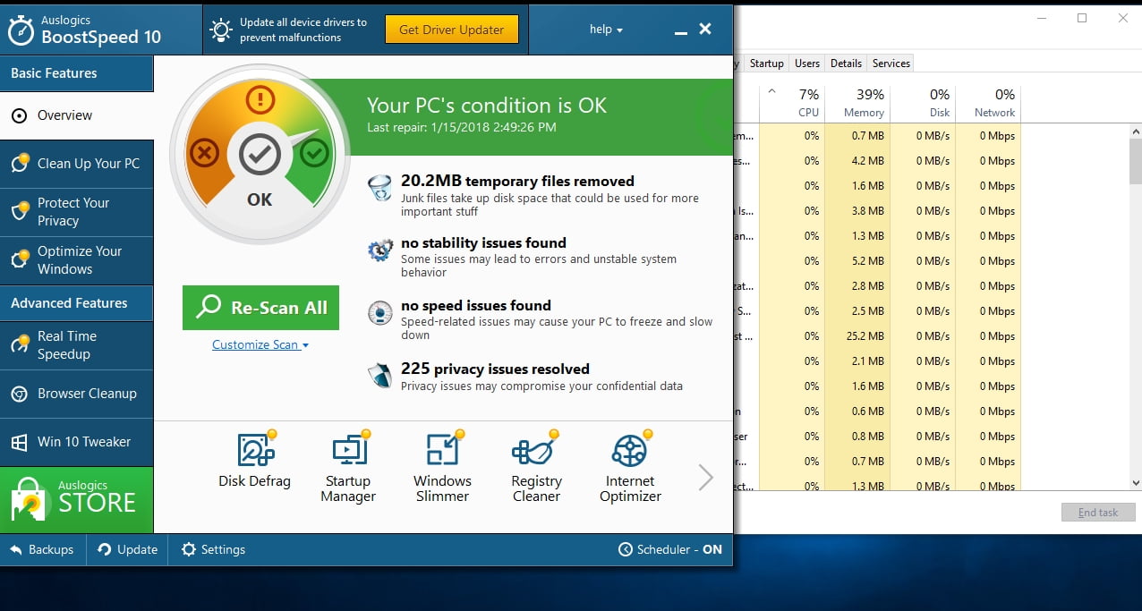 Auslogics Boostspeed speeds your PC up