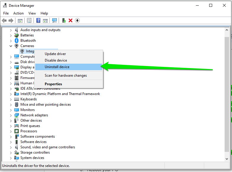 Device manager uninstall device