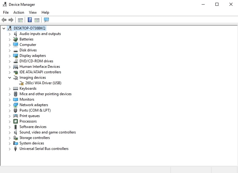 Imaging Devices Device Manager