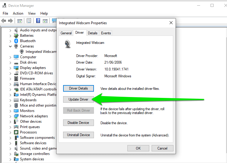 integrated webcam update driver