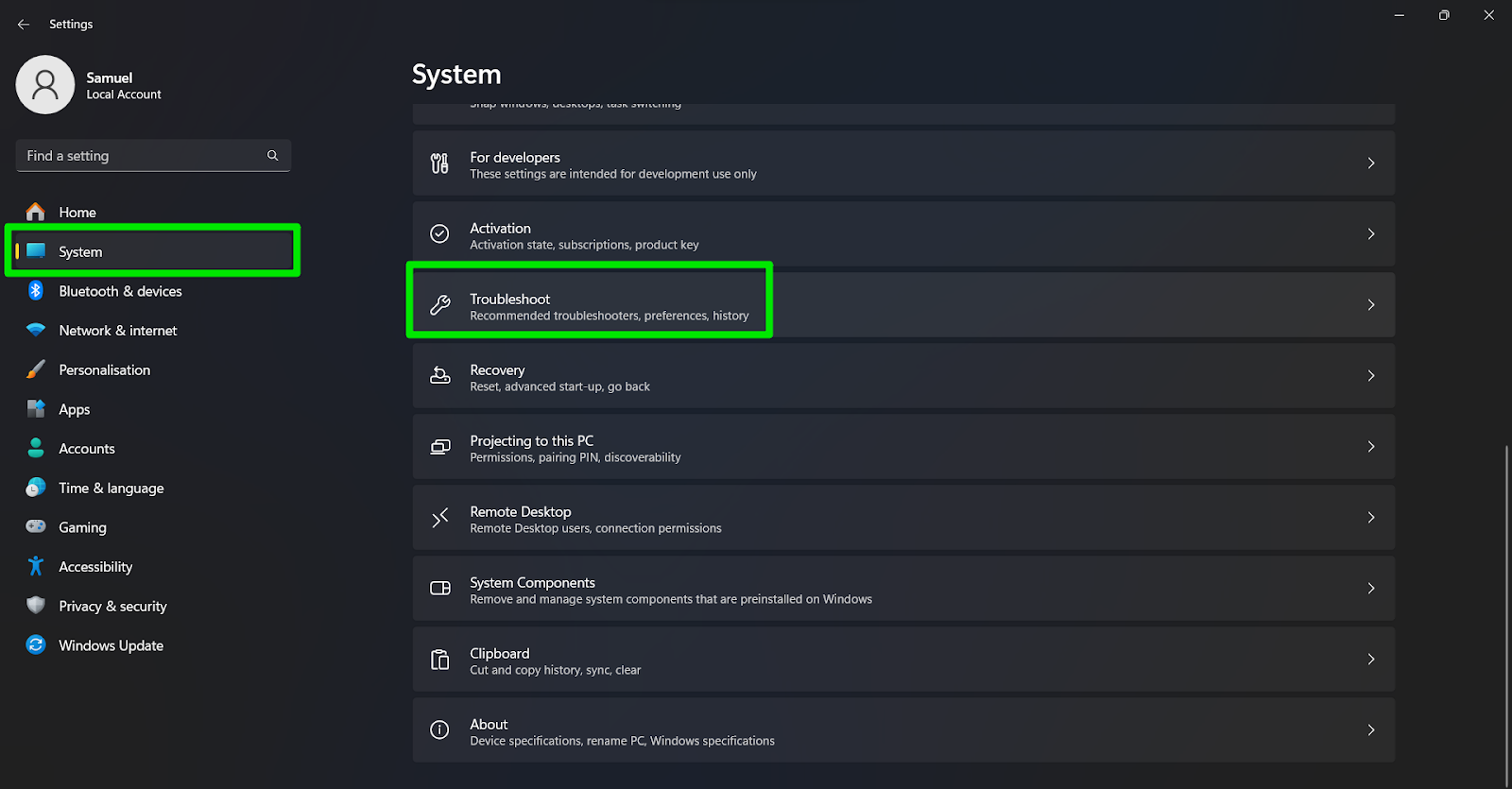 System Troubleshoot