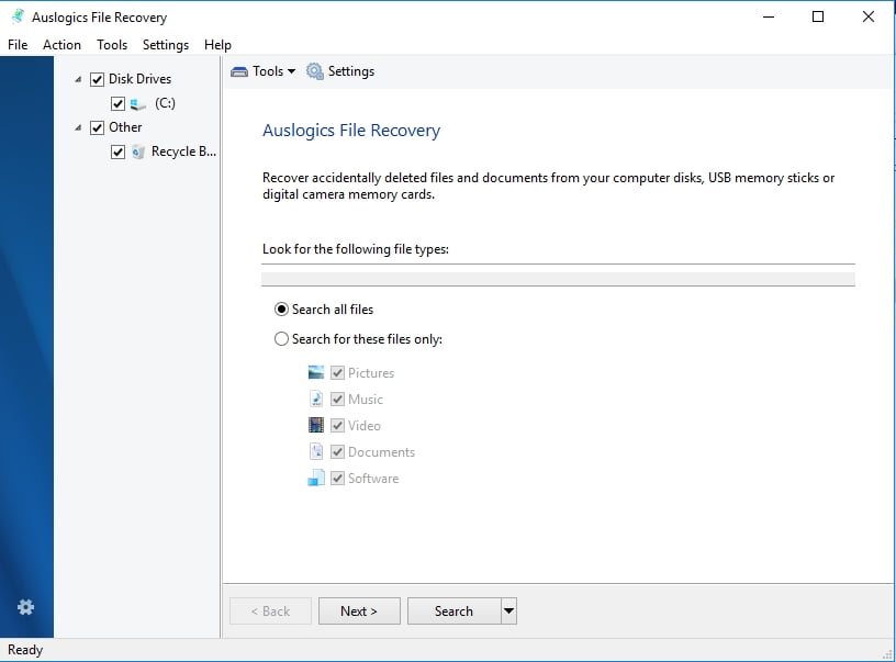 Recover your files with Auslogics File Recovery