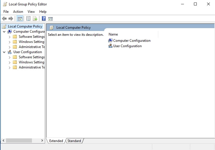Run Group Policy Editor to fix Windows Update Error 800B0001 