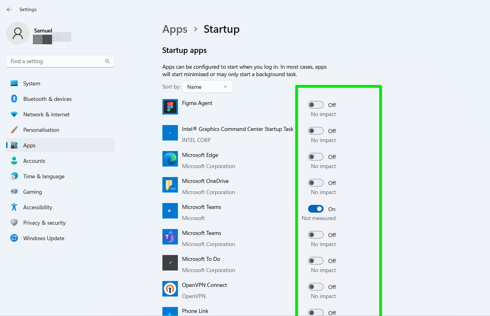 Disable every app under the Startup screen