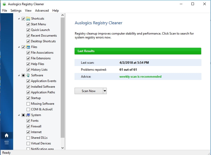 Use Auslogics Registry cleaner to repair your registry
