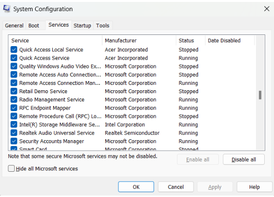 System configuration