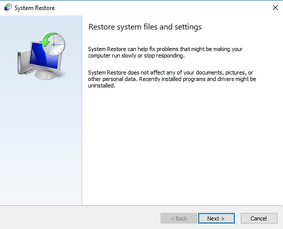 Use System Restore to configure your system to an earlier state