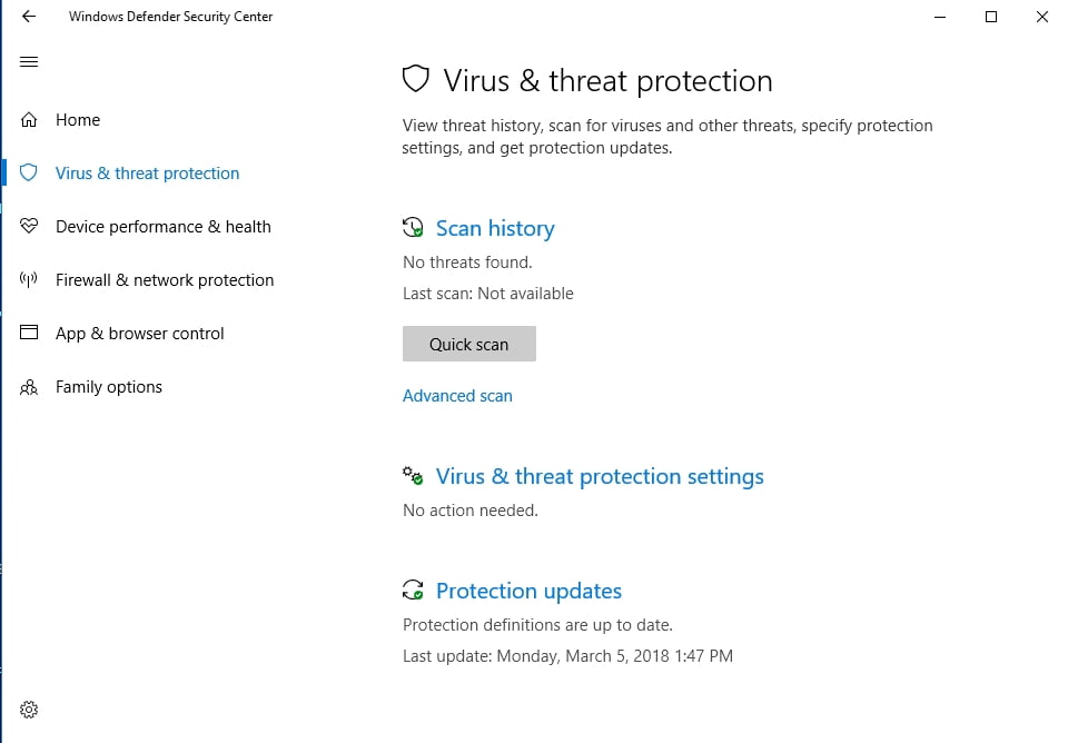 Windows Defender protect your PC against malicious entities.