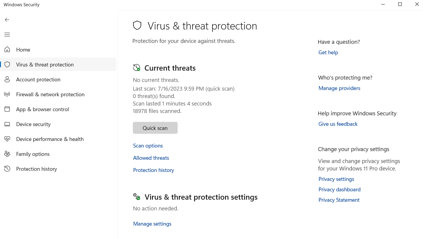 windows security virus and threat protection