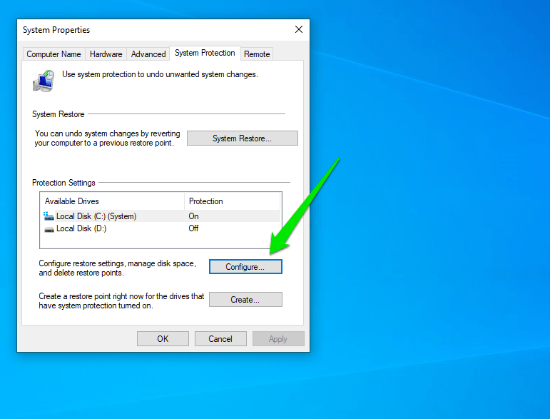 Choose the drive you want to check and click <em>Configure</em>