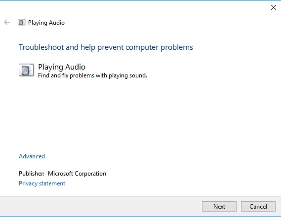 Use Audio playback troubleshooter to fix sound issues in Windows 10