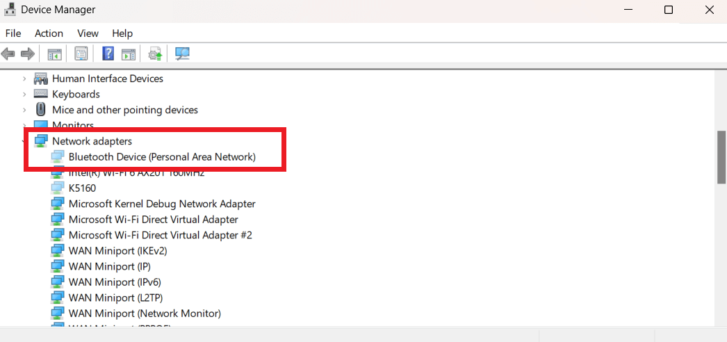 Device Manager Bluetooth Device