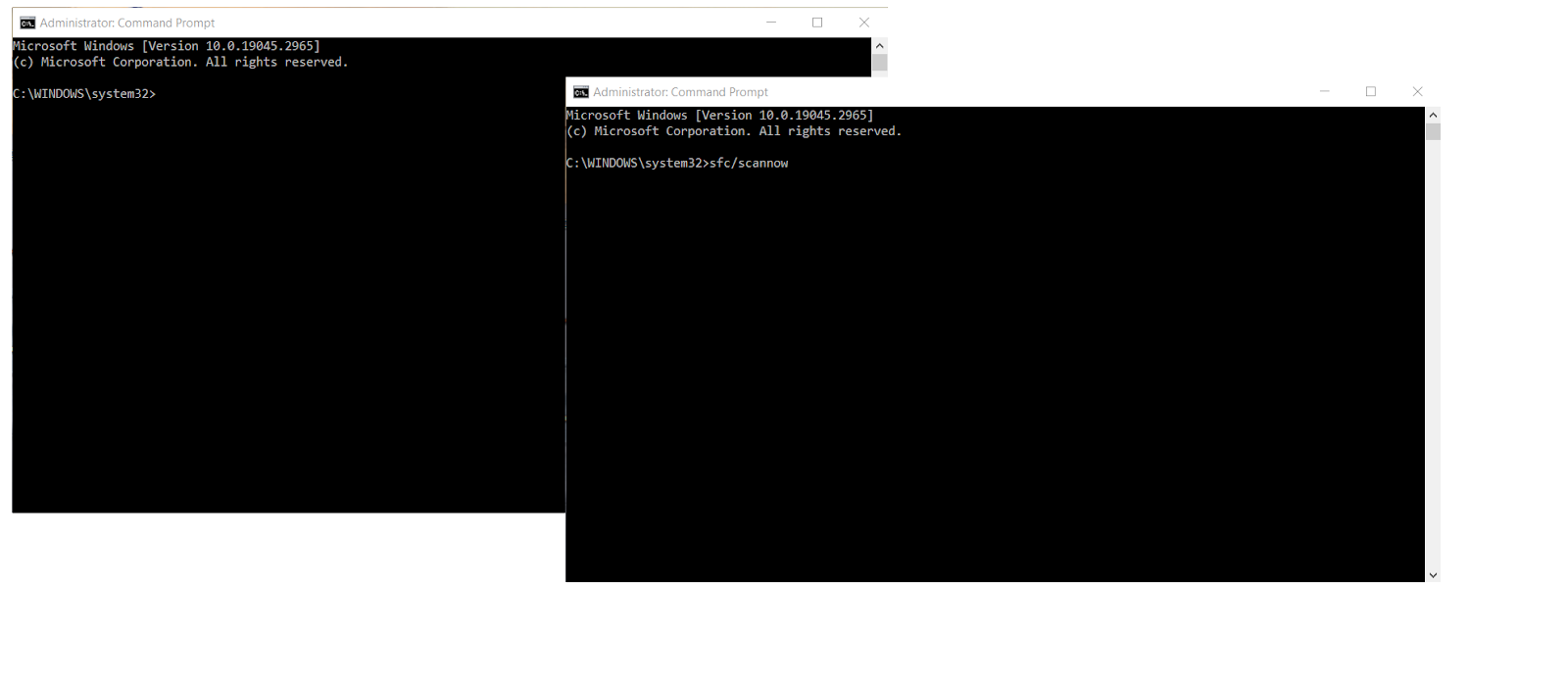 Type in sfc/scannow