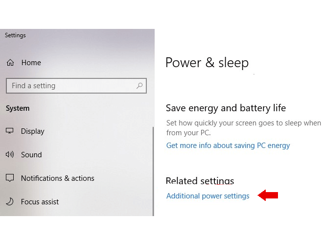 Click on the <em>Additional power settings</em> link to open it
