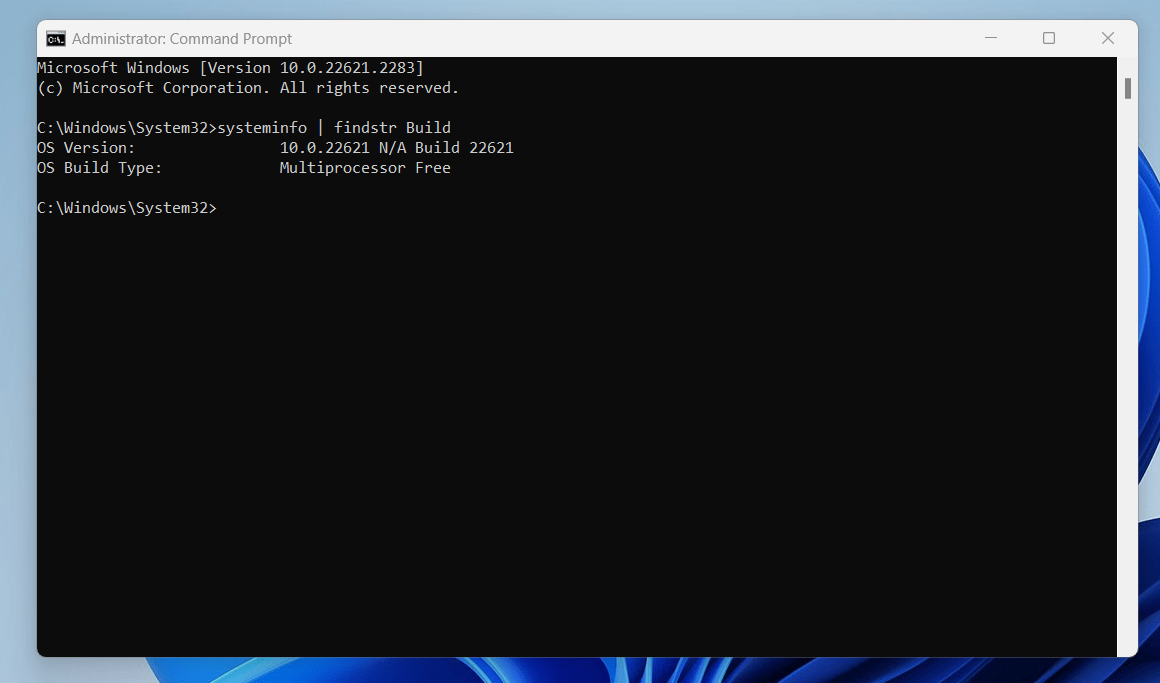 Admin Command Prompt system32