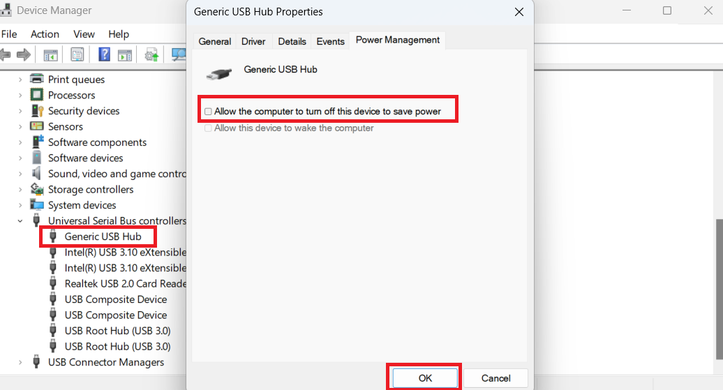 Generic USB Hub Properties