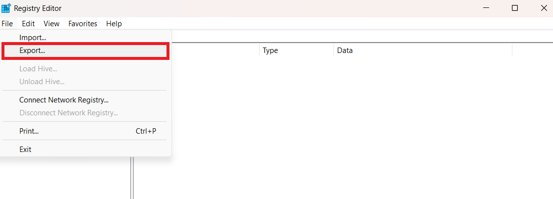 Registry Editor Export