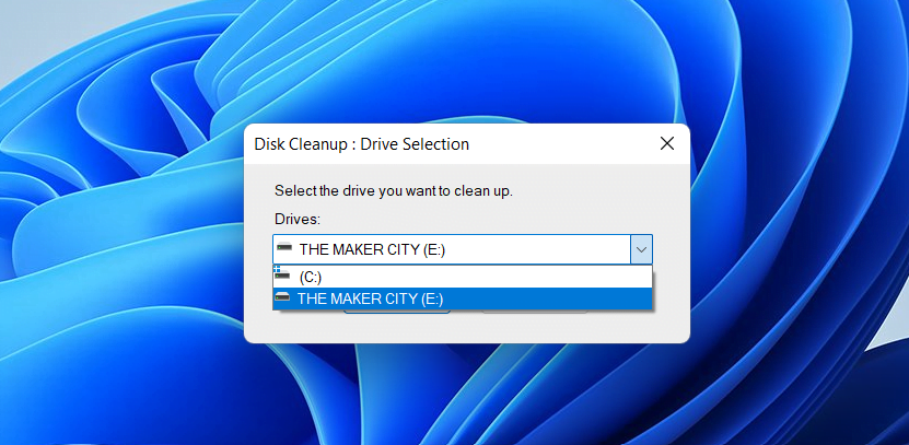 Disk Cleanup Drive Selection