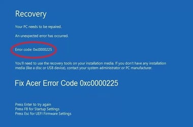 How to get rid of error 0xC0000225 in Windows 10?