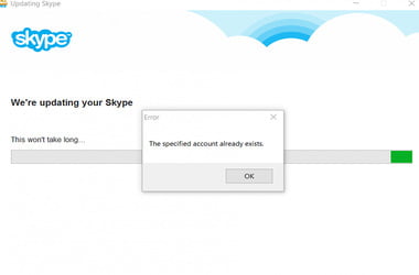 How to fix The specified account already exists error in Skype?