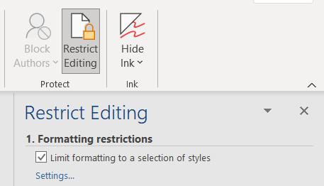 You can apply the setting by checking the box beside “Limit formatting to a selection of styles.”