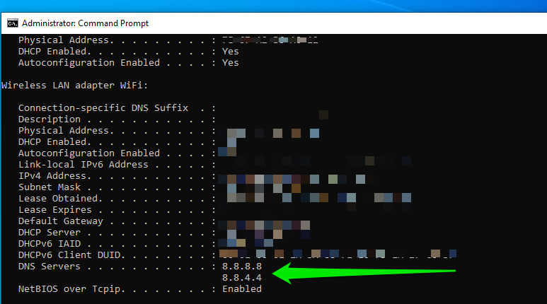 DNS servers command prompt