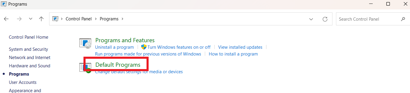 Default Programs