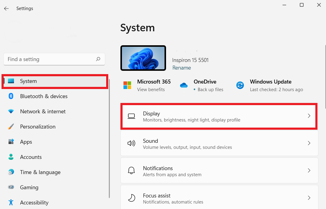 Click “System” and select “Display