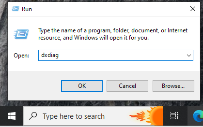 Checking the games system requirements. dxdiag