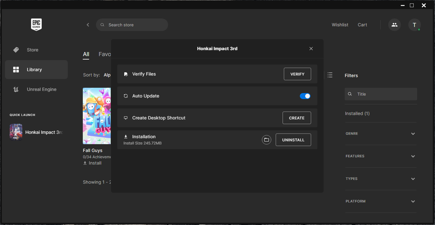 Epic Games Launcher. Verify