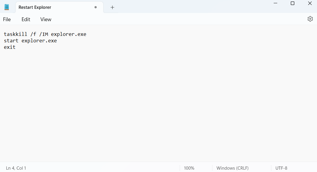 Use a Batch File to Restart the Explorer.exe
