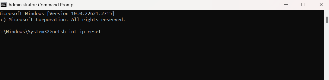 Type “netsh int ip reset” and press “Enter.”