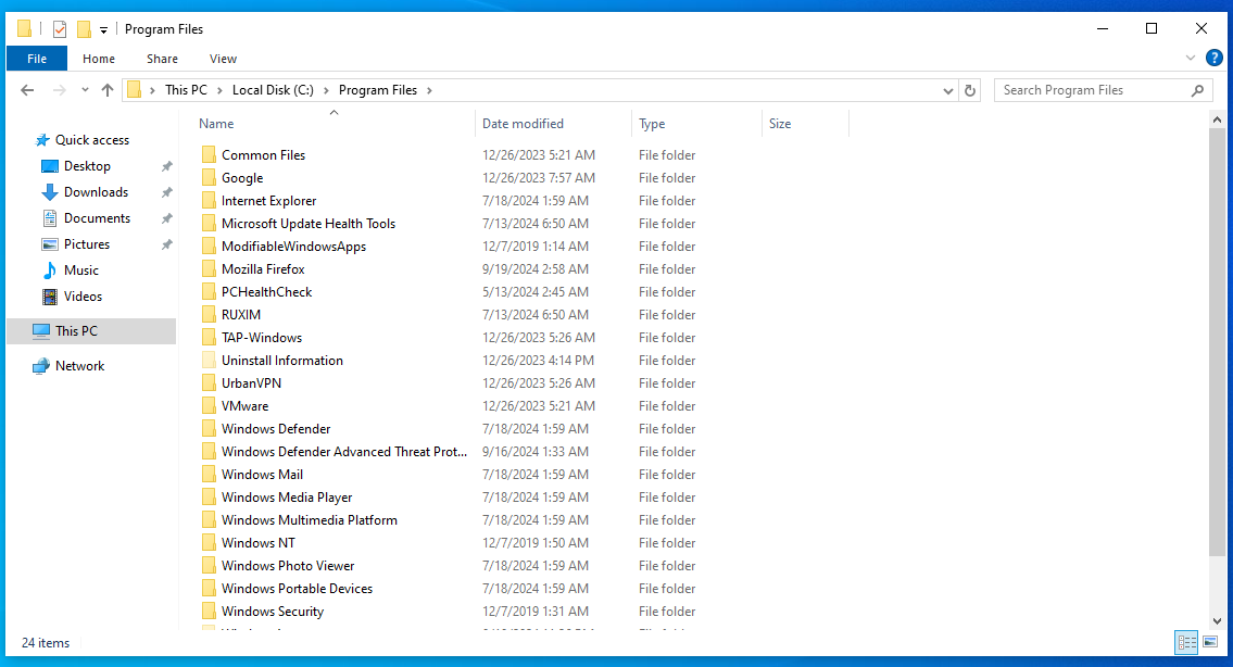 File Explorer C:Program Files