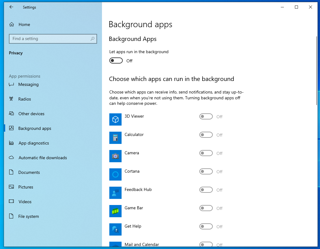 Let apps run in the background
