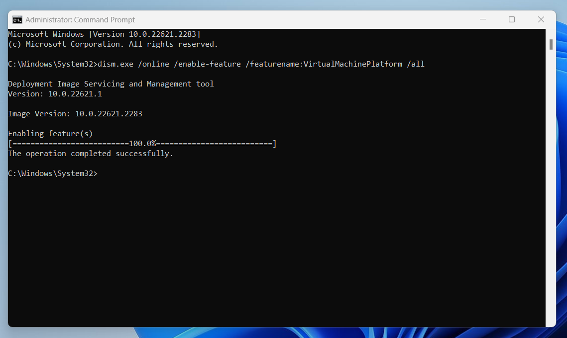 After Command Prompt opens, type the following code and press the Enter keyboard button.