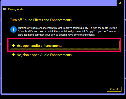 The troubleshooter will scan the system for possible audio issues