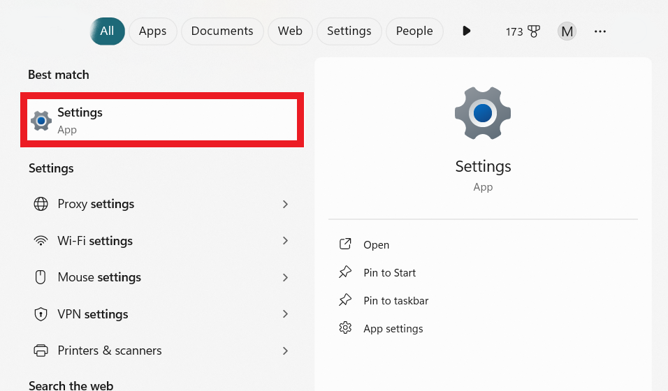 right-click the “Start” button and select “Settings.”