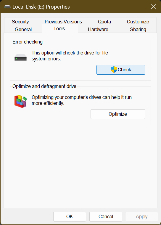 local disk properties Windows