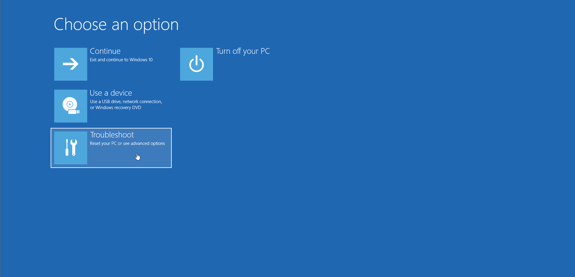 Click on Troubleshoot.