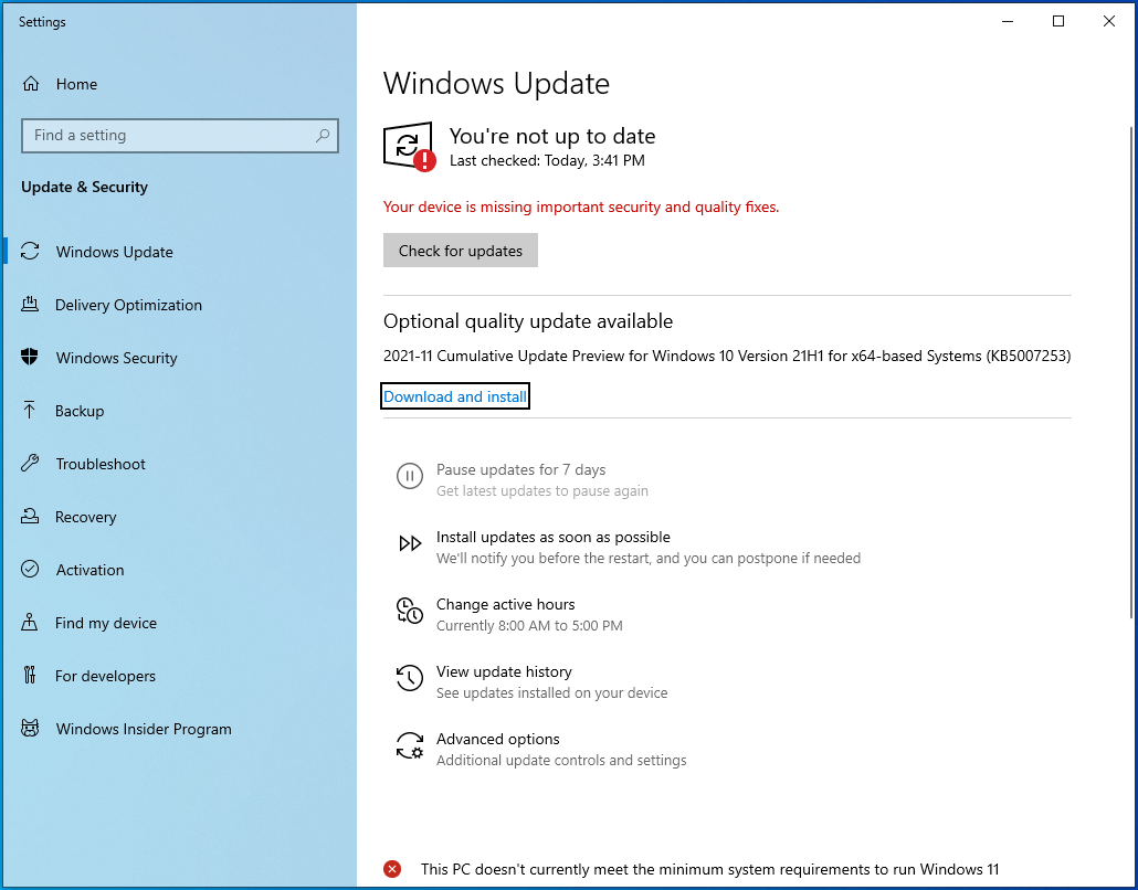 Click on Download and install.