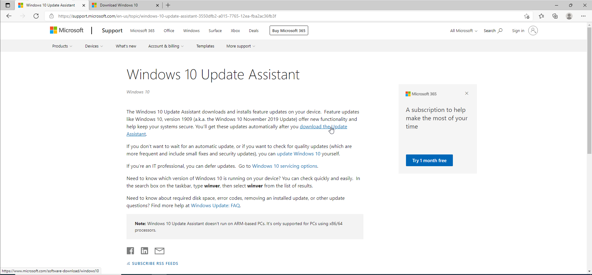 Click "Download the Update Assistant."
