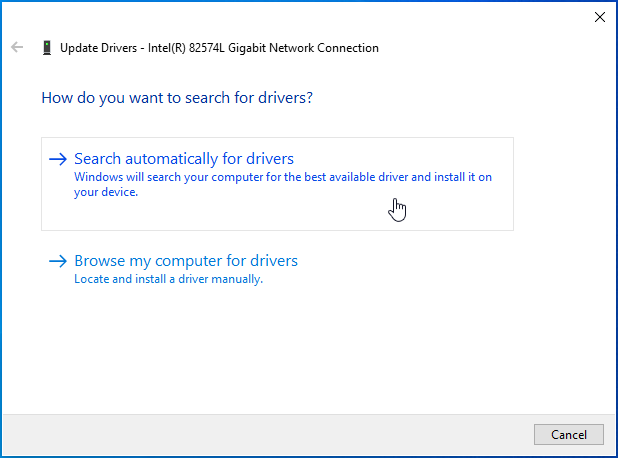 Click on Search Automatically for Drivers.