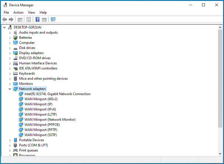 Expand the Network Adapters category.