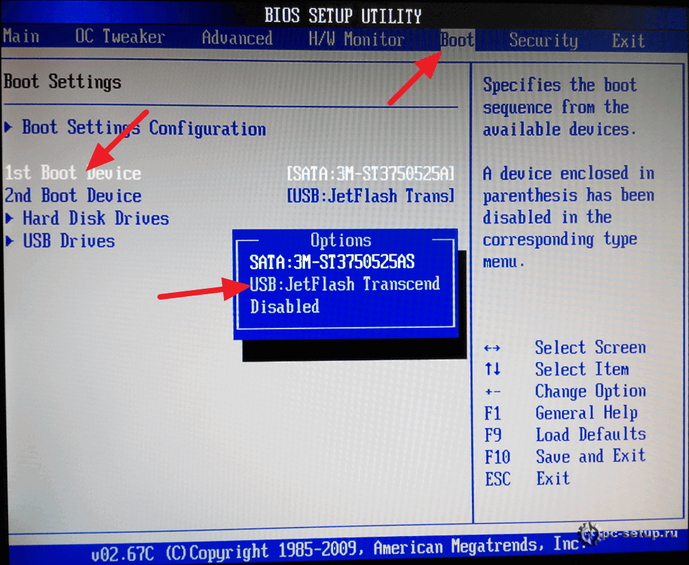 Select USB as the first boot device in your boot order.