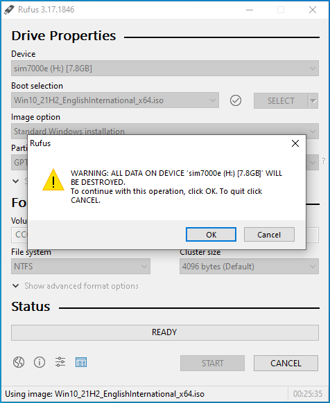 Your USB will be formatted.