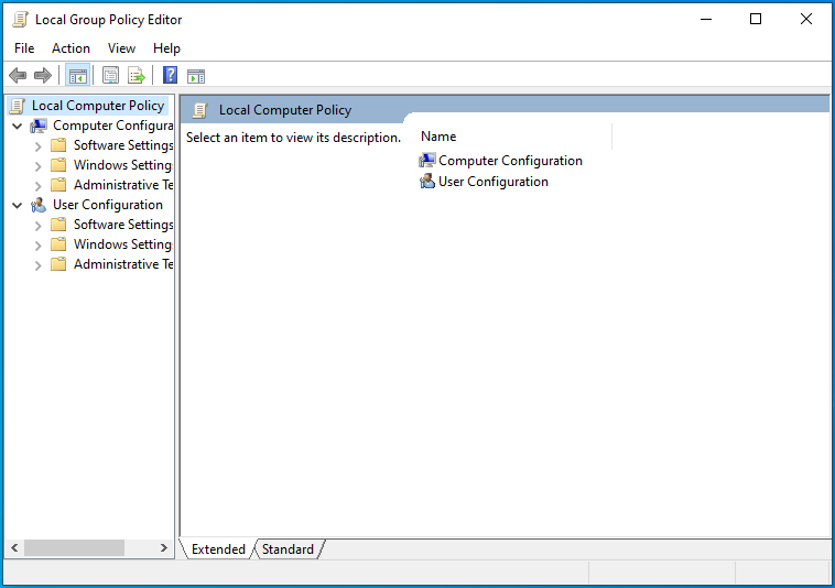 The Local Group Policy Editor will open.