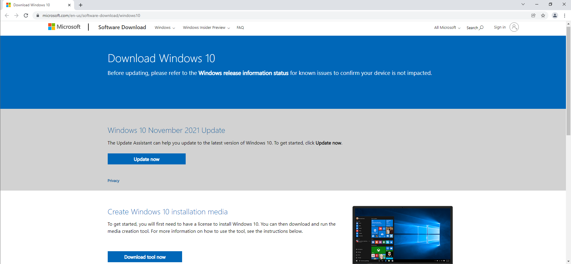Go to Microsoft's website.