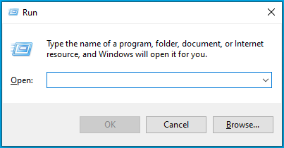 Open the Run dialog box.