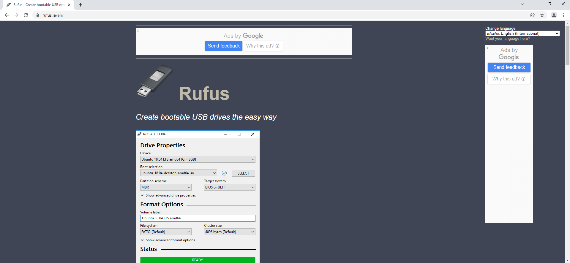 Go to the Rufus official website.