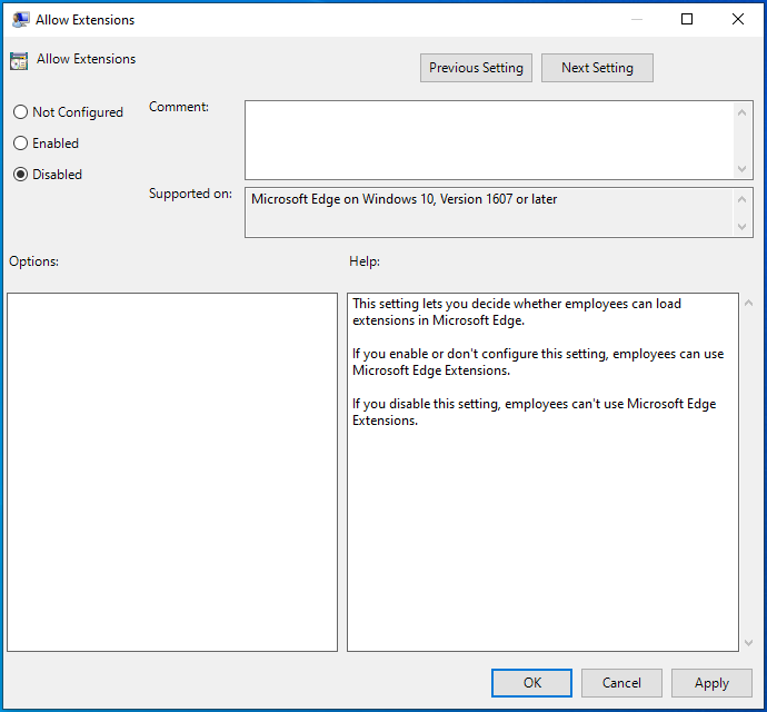 Check Disabled to disable the feature.